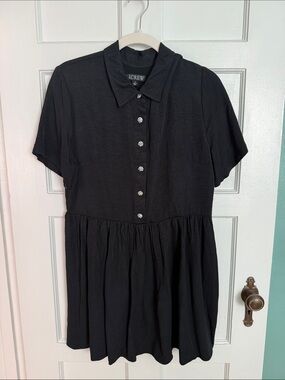 J. Crew Black Short-Sleeve Collared Button Dress